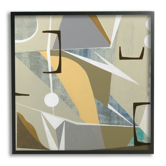 Stupell Industries Beige Modern Composition Abstract Painting Black Framed Art Print Wall Art, 12 x 12