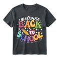 thumbnail image 2 of School Uniform Tshirts Girls Print T Shirt Short Sleeve Crewneck Casual Comfort Wear Girls Tshirts Dark Gray 6-7 Years, 2 of 4