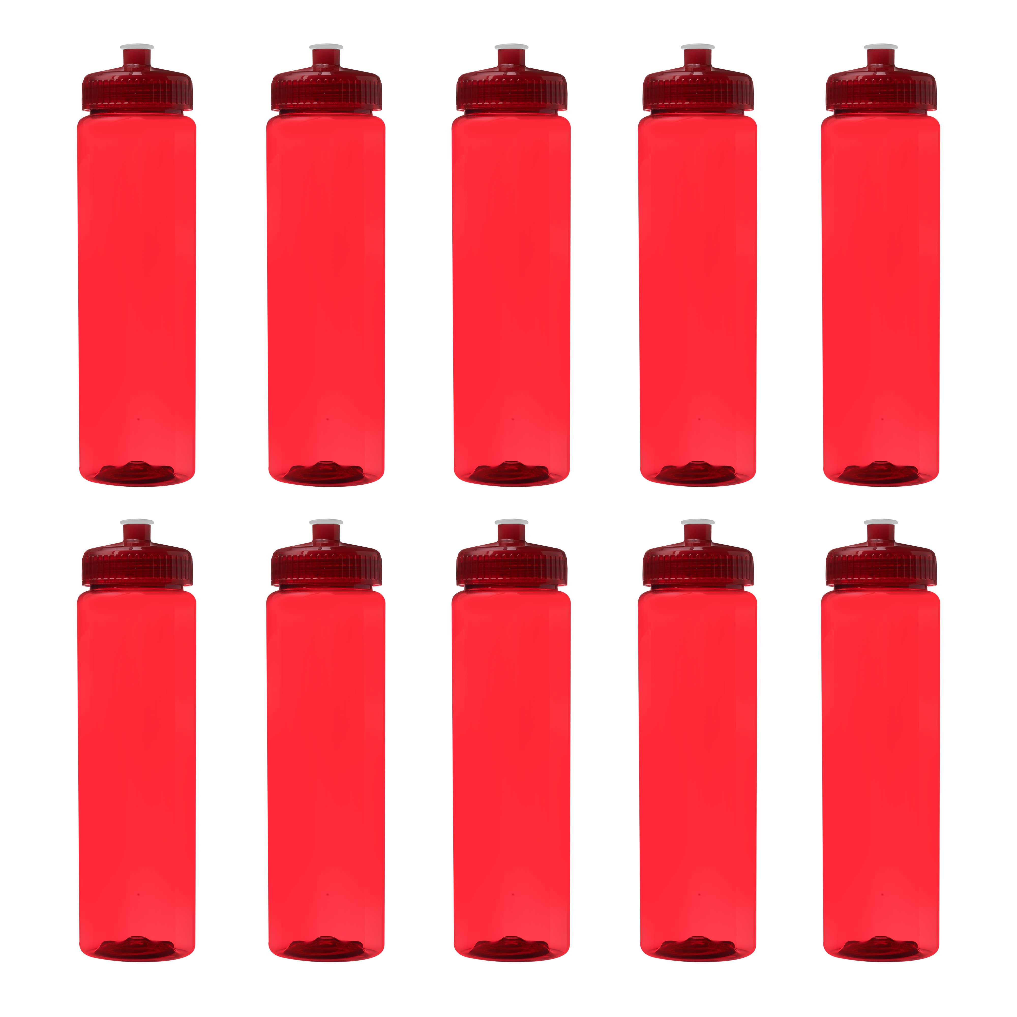 10 PolyClear Plastic Water Bottles Set, 32 oz. Durable, Leak