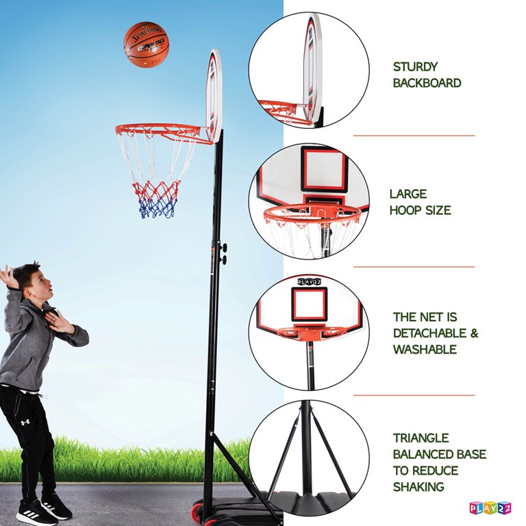 Adjustable Basketball Hoop For Kids With Stand - Freestanding Weather  Resistant Hoop - Set To 5ft 9in And 6ft 9in Portable With Wheels –  Play22usa : Target