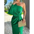 thumbnail image 5 of Women'S One Shoulder Long Sleeve High Split Cocktail Wedding Party Maxi Dress Fruit Green XL, 5 of 8