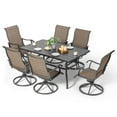 thumbnail image 2 of Nuu Garden 7 Piece Outdoor Dining Set Iron Patio Furniture Set 6 Swivel Patio Chairs and 1 Dining Table with 1.57 Inch Umbrella Hole, Brown, 2 of 6
