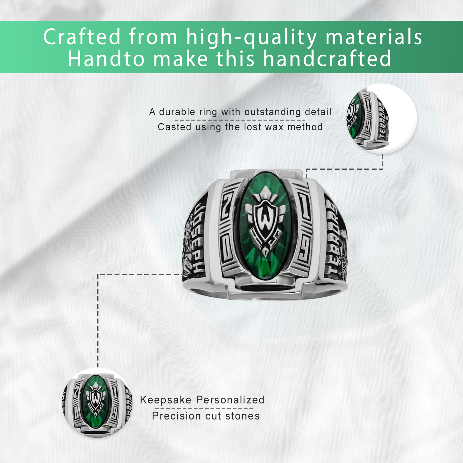 Personalized Men's Varsity Class Ring available in Valadium Metals, Valadium Two-Toned, Silver Plus, 10kt Gold Two-Toned, 10kt Gold - image 5 of 8
