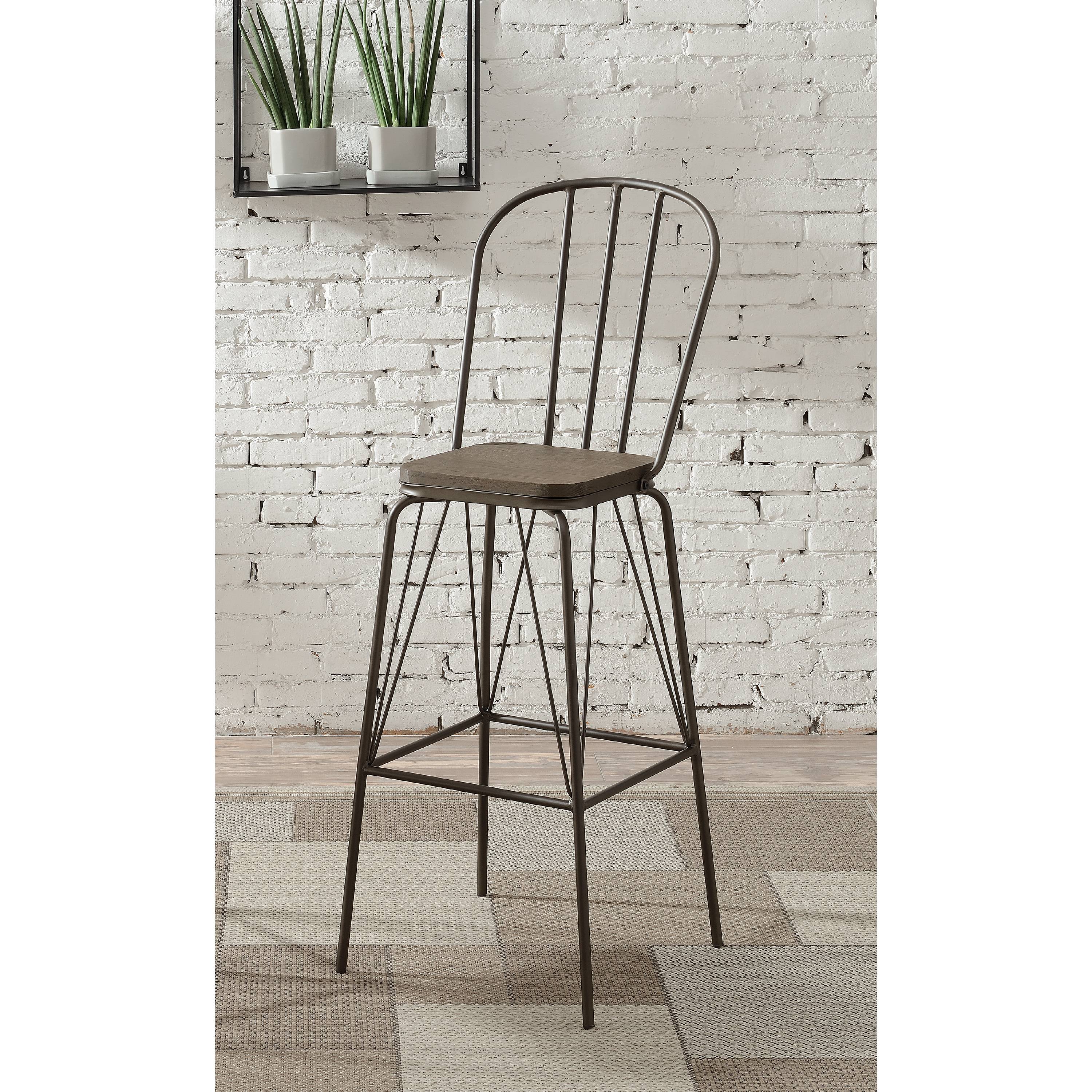 Furniture of America Sentra Modern Slat Back Bar Chairs - Set of 2, Black