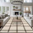 thumbnail image 4 of Black Buffalo Plaid Washable Living Room Rugs 5'x8', Farmhouse Vintage Linen Black Stripes Low Pile Throw Large Area Rug Non-Slip Sturdy Edge Binding Carpet for Living Room Kitchen Office, 4 of 9