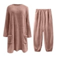 thumbnail image 4 of MEICHEN Pajamas for Women Set Women's Fall and Winter Pullover Long Sleeve Set Soft Double Fleece with Embossed Design and Cozy Loungewear for Cold Nights Women's Sleepwear, 4 of 7