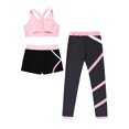 thumbnail image 4 of iiniim Girla Dance Outfits Crop Top with Shorts Leggings 3 Pieces Outfits for Gymnastics Yoga Dancing Pink 12, 4 of 6