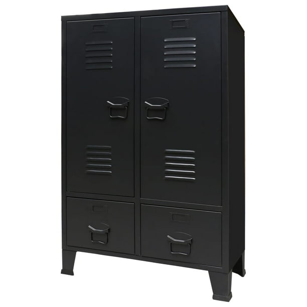 Greensen Wardrobe Metal Industrial Style 26 4 X13 8 X42 1 Black Armoires Wardrobes New Walmart Com Walmart Com