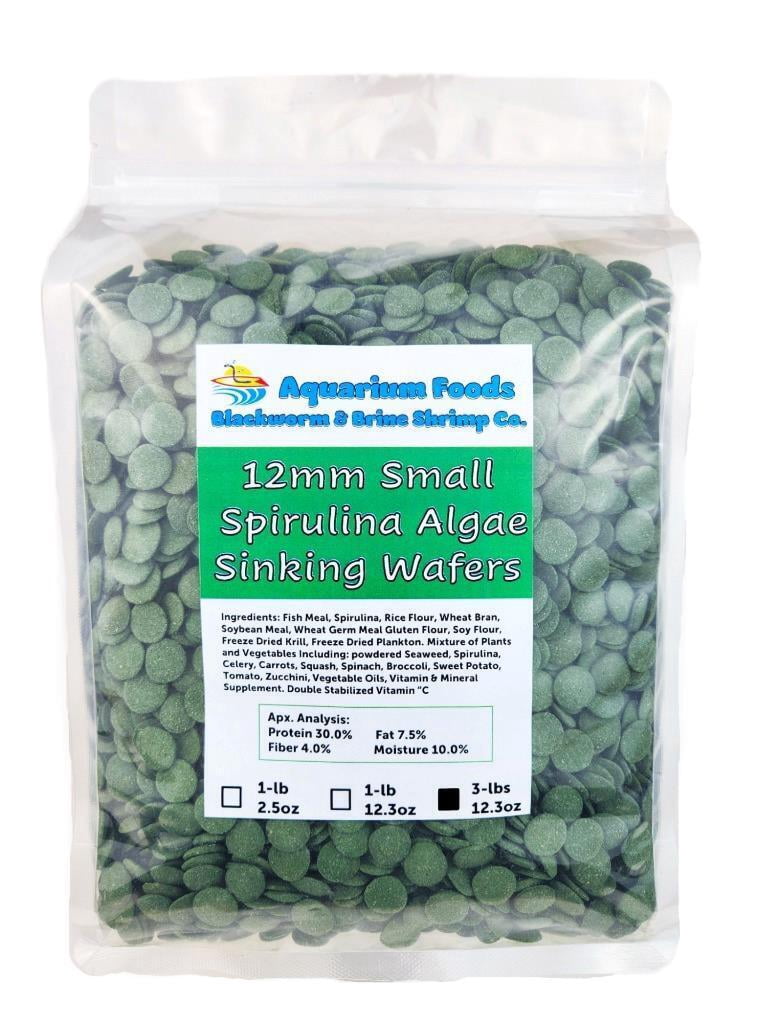 Aquatic Foods Inc. 12mm - 1/2" Small Sinking Wafers of Algae, Spirulina, Veggies for All Tropical Fish, African Cichlids, Shrimp, Snails, Crabs, Catfish, Plecos..…3-lbs 12.3oz Clear Bag