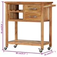 thumbnail image 4 of vidaXL Kitchen Trolley 80x45x91 cm Solid Acacia Wood, 4 of 5