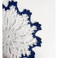 thumbnail image 5 of Fennco Styles Handmade Crochet Cotton Whirlwind Two-Tone Doily 6" Round, 2-Piece - Royal Blue Drink Coaster for Everyday Use, Holiday, Farmhouse Décor, Cocktail, Tea Party, Special Occasion, 5 of 7