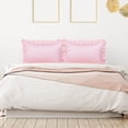 thumbnail image 6 of Unique Bargains 4-Piece Satin Ruffled Edge Pillow Shams, Queen, Pink, 6 of 7