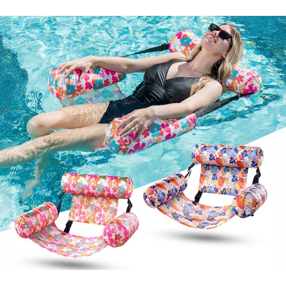 Joyfy Matelas Flottant Gonflable pour Adultes, 2 Paquets de Chaises Longues Flottantes, Nouilles de Piscine Gonflables Robustes pour Adultes, Chaise Flottante pour Fête, Été, Eau, Plage, Lac, Plaisir