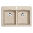 thumbnail image 2 of Dual Mount Composite Granite 33x22x9 1-Hole Double Bowl Kitchen Sink in Mocha, 2 of 3