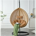 thumbnail image 3 of Noble House 76.8" Hand Woven Imitation Rattan Hanging Basket Chair,Yellow, 3 of 10