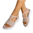 thumbnail image 6 of WMTBSRSW Summer Beach Vacation Sandals for Women Breathable Hollow Out Round Toe Orthopedic Wedge Sandals Wide Width Arch Support Platform for Casual, 6 of 9