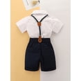 thumbnail image 2 of Arvbitana Baby Boys Gentleman Outfits Suit Short Sleeve Shirt Top +Bib Short Pants Bow Formal Clothes Set 2Pcs, 2 of 9