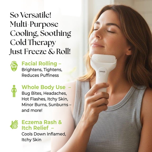 Loma Lux Ice Roller Face & Body Cold Therapy - Relief for Itch, Irritation, Eczema, Psoriasis, Rashes, Burns