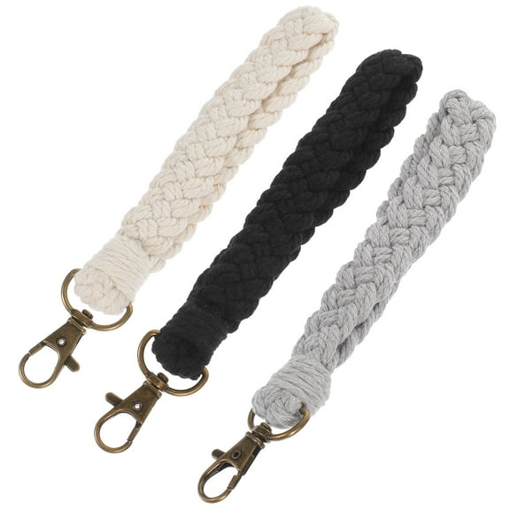 Supvox 3Pcs Handwoven Key Wristlet Keychains in Assorted Colors for Decoration