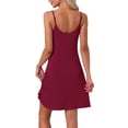 thumbnail image 3 of INSPIRAR CHIC Camisón sin mangas para mujeres, vestido de pijama de cuello en V, vestido de noche, chemise, vestido de noche L color rojo vino, 3 of 6