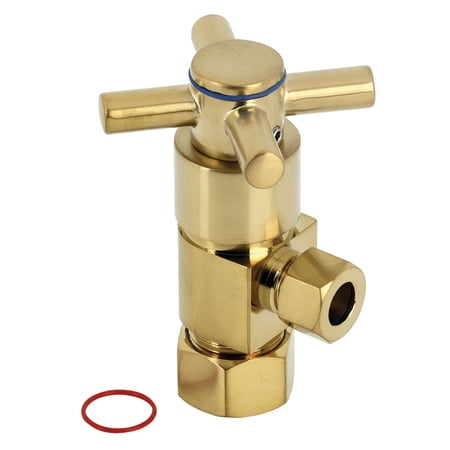 Kingston Brass CD53307DX 5/8-Inch O.D. Comp x 3/8-Inch O.D. Comp Anti-Seize Deluxe Quarter-Turn Ceramic Hardisc Cartridge Angle Stop in Brushed Brass