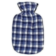 Acqua Sapone Fleece Slate-Blue Cotton Plaid Plushie Cover for 2l Fashy Bottle (bottle not included)