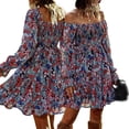 thumbnail image 2 of Women's Summer Vintage Dress Loose Print Resort Bohemian Dress Red L, 2 of 7