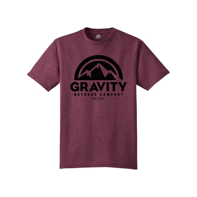 Gravity Outdoor Co. T-Shirt Col Rond Tri-Blend - Logo Noir - Marron Chiné - 2TG