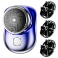thumbnail image 1 of FcBaudy Rasoirs pour Hommes Rasoir pour Hommes, Mini-Rasoir Portable Format de Poche Rasoir Portable Humide et Sec Rasoir USB Rechargeable pour Hommes Chargement avec 3 Têtes de Coupe un Rasoir, 1 of 9