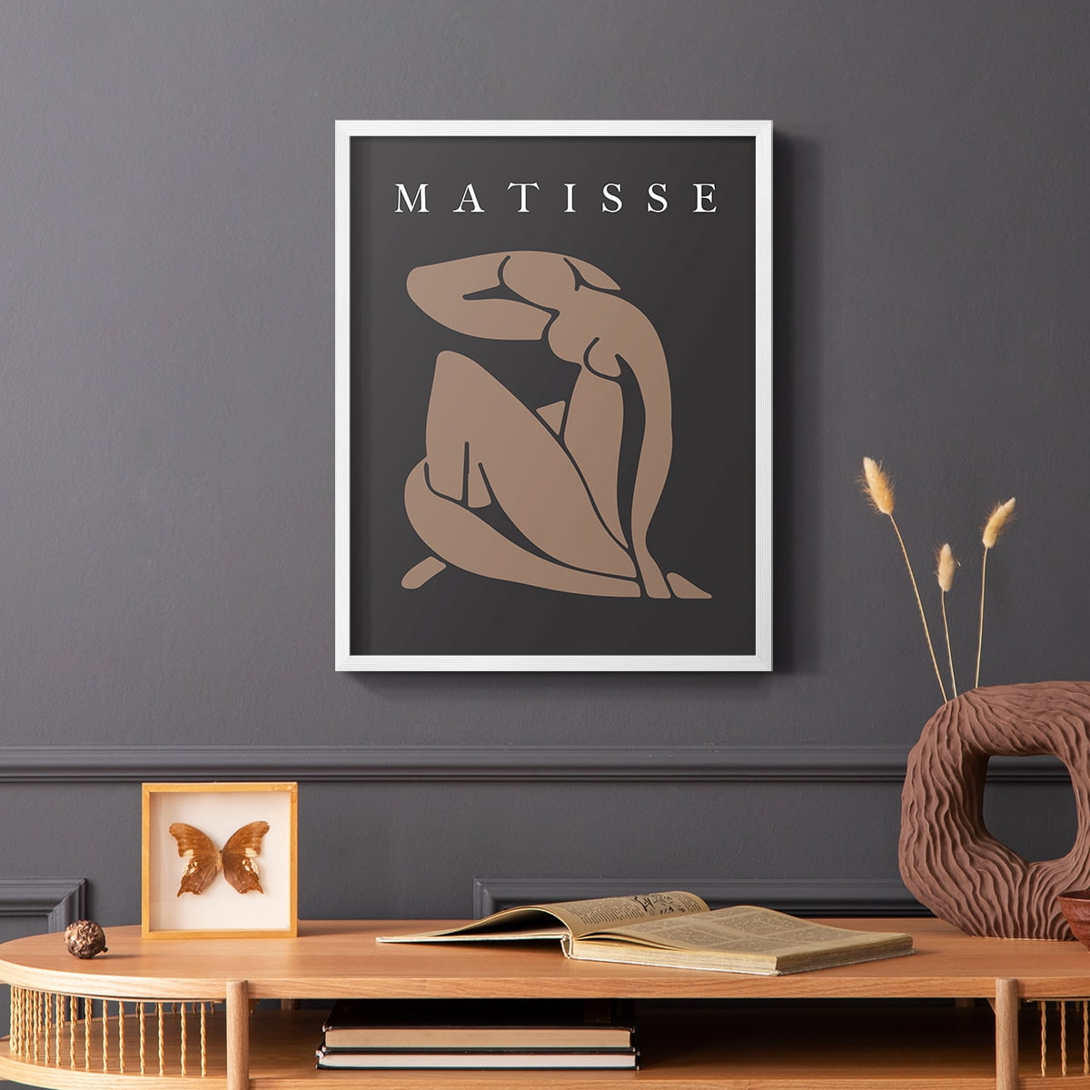 Matisse CCCLXXVII in White Solid Wood 22 x 28 Framed Print