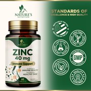 Zinc Supplements - Immune System Support & Antioxidant - High Potency Zinc Tablets for Adults - Best Zinc Supplements for Women & Men - Zinc 40mg Per Tablet - Bottled in the USA - 60 Tablets