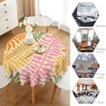 thumbnail image 4 of Odenmar Daisy Floral Round Tablecloth 60 Inch, Farmhouse Waterproof Table Cover, Rustic Flower Design for Dining Table, Kitchen, Party Indoor Outdoor, 4 of 6
