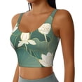 thumbnail image 2 of Gukieu Lotus Golden Line Print Women's Sports Vest, Low-neck U-shaped Removable Pad Sports Bra for Yoga, Exercise, Dance-Small, 2 of 8