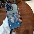 thumbnail image 4 of for iPhone 12 Case Women Cute Bowknot Glitter Rhinestone Bling Plating Luxury Women Girl Phone Case,Shine Diamond Case for iPhone 12 Protective Cover,Clear Gradient Blue, 4 of 12