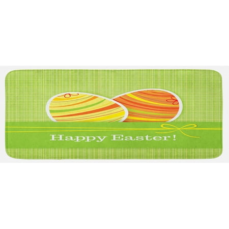 

Easter Kitchen Mat Colorful Eggs with Stripes on a Green Checkered Squares Background Banner Plush Decorative Kitchen Mat with Non Slip Backing 47 X 19 Multicolor by Ambesonne