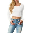 thumbnail image 4 of Cueply Womens Long Sleeve Shirts Spring Fall Fashion 2025 Basic Crop Tops Going Out Square Neck Tees Shirts Workout Outfits Y2k Clothes, 4 of 6
