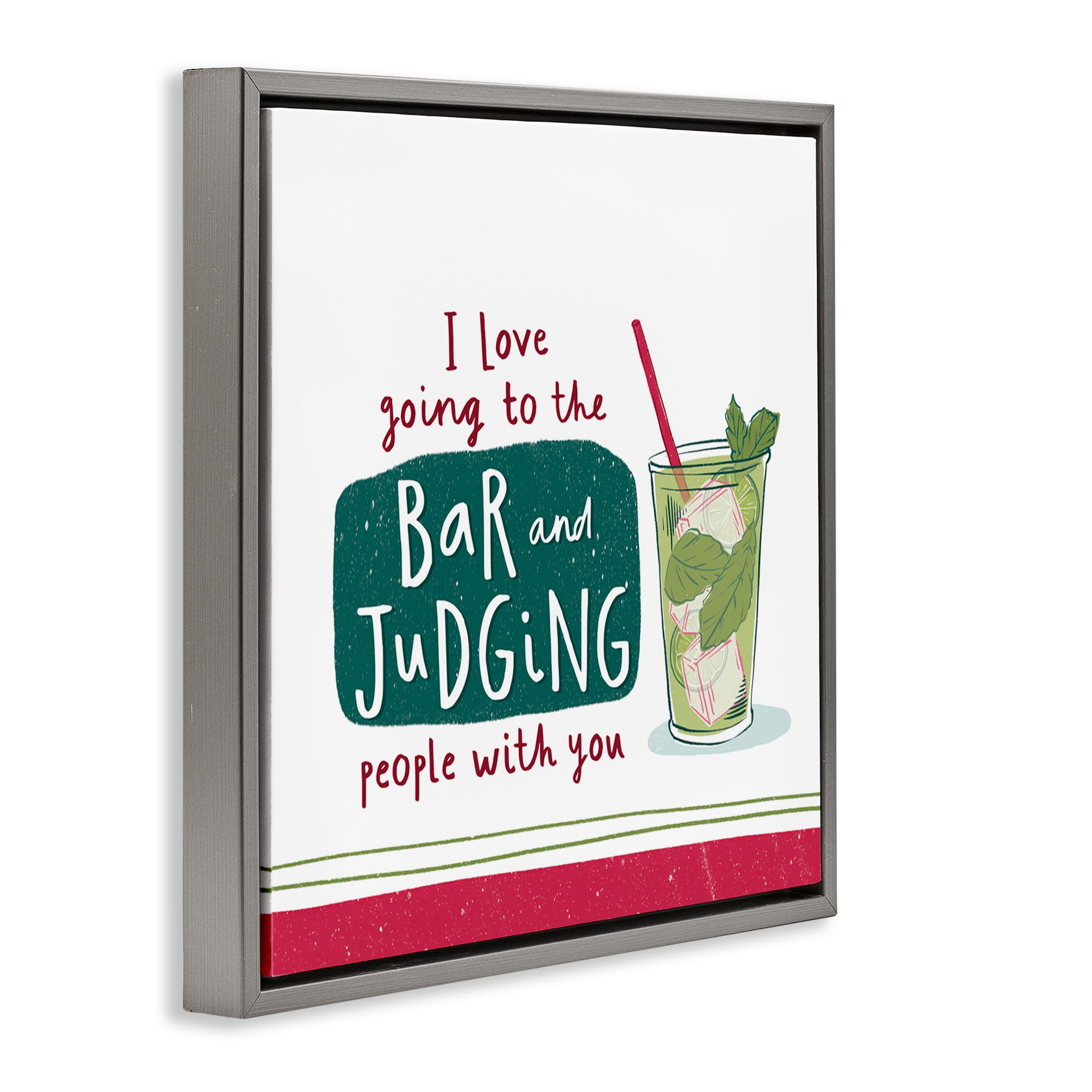 Stupell Industries Judging You Humor Food & Beverage Painting Gray Floater Framed Canvas Art Print Wall Art, 25 x 25