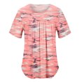 thumbnail image 2 of Pntutb Womens Plus Size Crew-Neck Short Sleeve Print Tops Hide Belly Tunic Shirts Dressy Casual Flowy Blouse Rose Gold S, 2 of 6