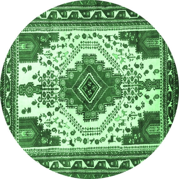 Ahgly Company Indoor Round Persian Emerald Green Traditional Area Rugs, 4' Round