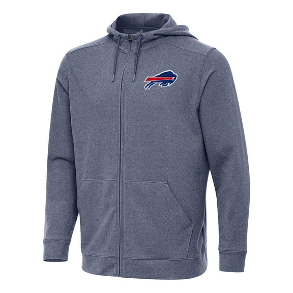 Men's Antigua Heather Navy Buffalo Bills Effortless Full-Zip Hoodie