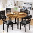 thumbnail image 2 of Furlinkhm Round Dining Table Set for 4,Wood Round Kitchen Table and Chairs Set for 4,Modern Dining Room Table Set with 4 Faux Leather Chairs,Round Dinner Table for Small Space,Walnut, 2 of 8