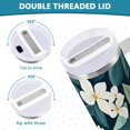 thumbnail image 3 of Yayeee 40oz Double-Wall Insulated Stainless Steel Tumbler with Handle Bottle, Floral Lemon, 3 of 8