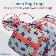 Bentgo Kids Backpack - Lightweight 14” Backpack in Unique Prints for School, Travel, Daycare - Roomy Interior, Durable & Water-Resistant Fabric, Loop for Lunch Bag (Trucks)