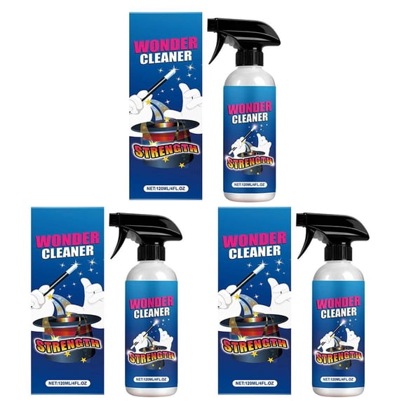 3 Pack 120ML Multi-Purpose Cleaner Spray, Wonder Cleaner Strength Formula for Kitchen Grease, Adhesive Remover, Tar Stain Remover for Car Interior & Home Surfaces