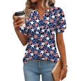 thumbnail image 1 of Camisa IECCP con la bandera estadounidense para mujer, cuello en V, manga abullonada, 1 of 4