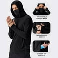 thumbnail image 6 of Ecqkame Mens Sunscreen Hoodie Tops Long Sleeve Lightweight Casual Solid Color Sport Top Pullover Workout Hooded Tops with Face Mask 01-Black XXXL, 6 of 8