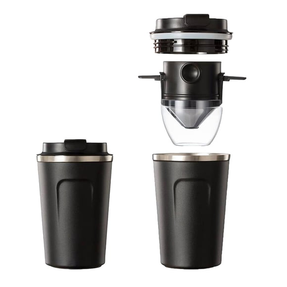 Bearachild Juego de cafetera de mano Taza de café con aislamiento de acero inoxidable antideslizante Mantenga la taza de goteo caliente Aparato de café al Juegos de servir café y té Negro Bearachild HA027498-02