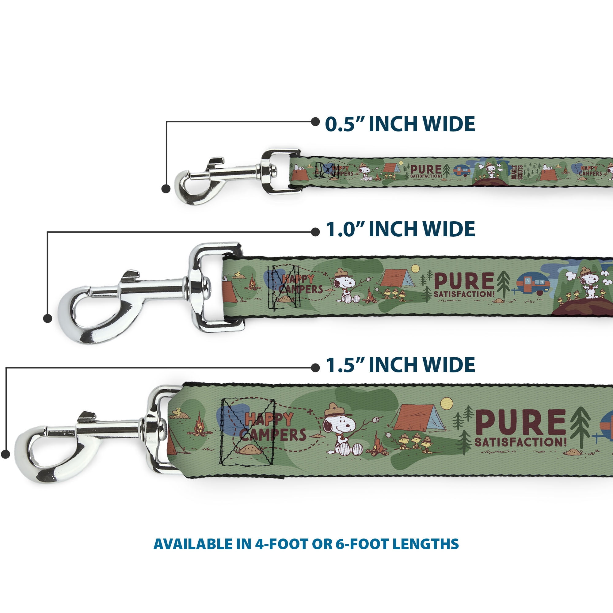 Peanuts Worldwide LLC Pet Leash, Dog Leash, Peanuts Happy Camper Beagle Scouts Scenes, 6 Feet Long 1.0 Inch Wide