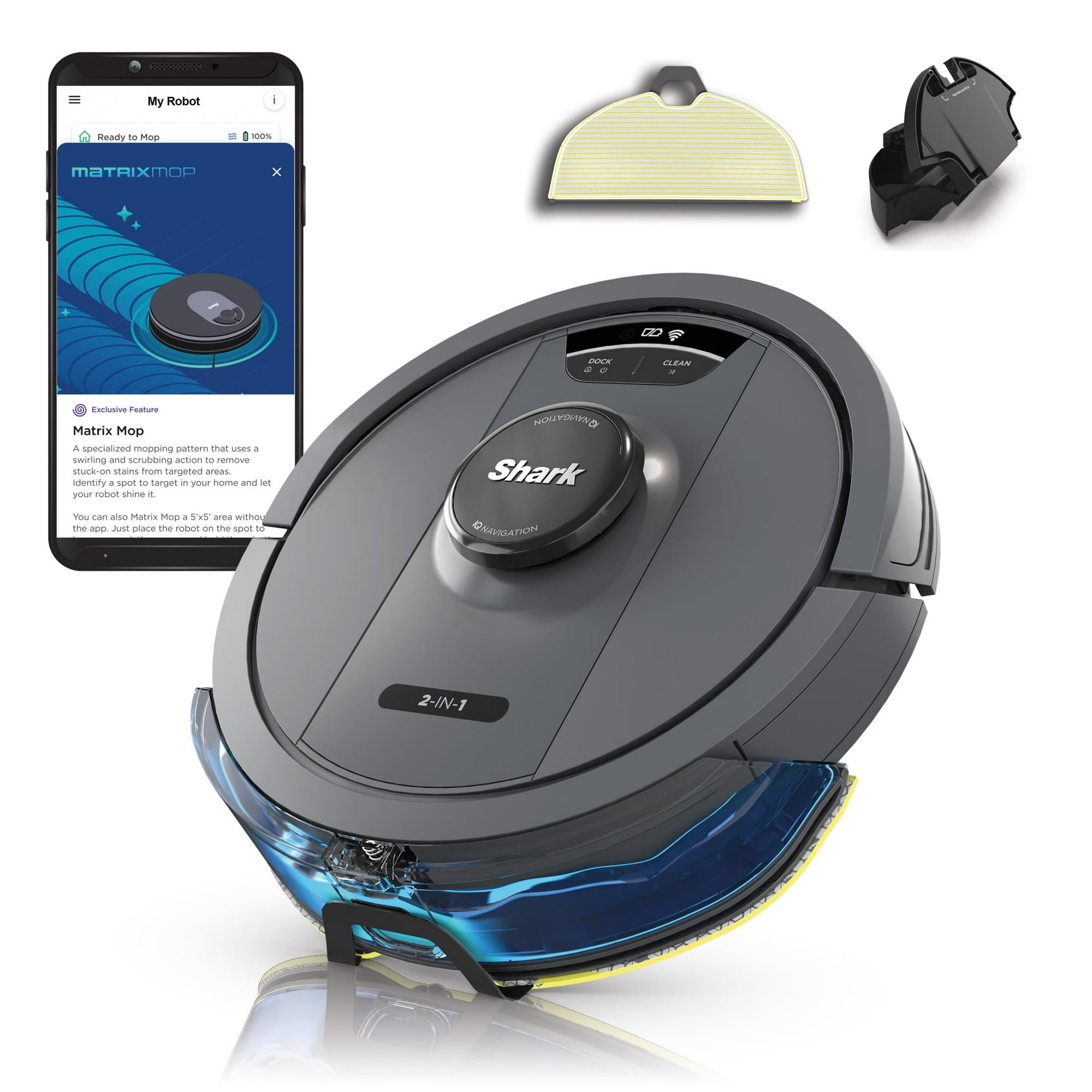 Shark IQ 2-in-1 Robot Vacuum & Mop, Sonic Mopping, Matrix Clean Navigation, LiDAR Home Mapping, RV2402WD