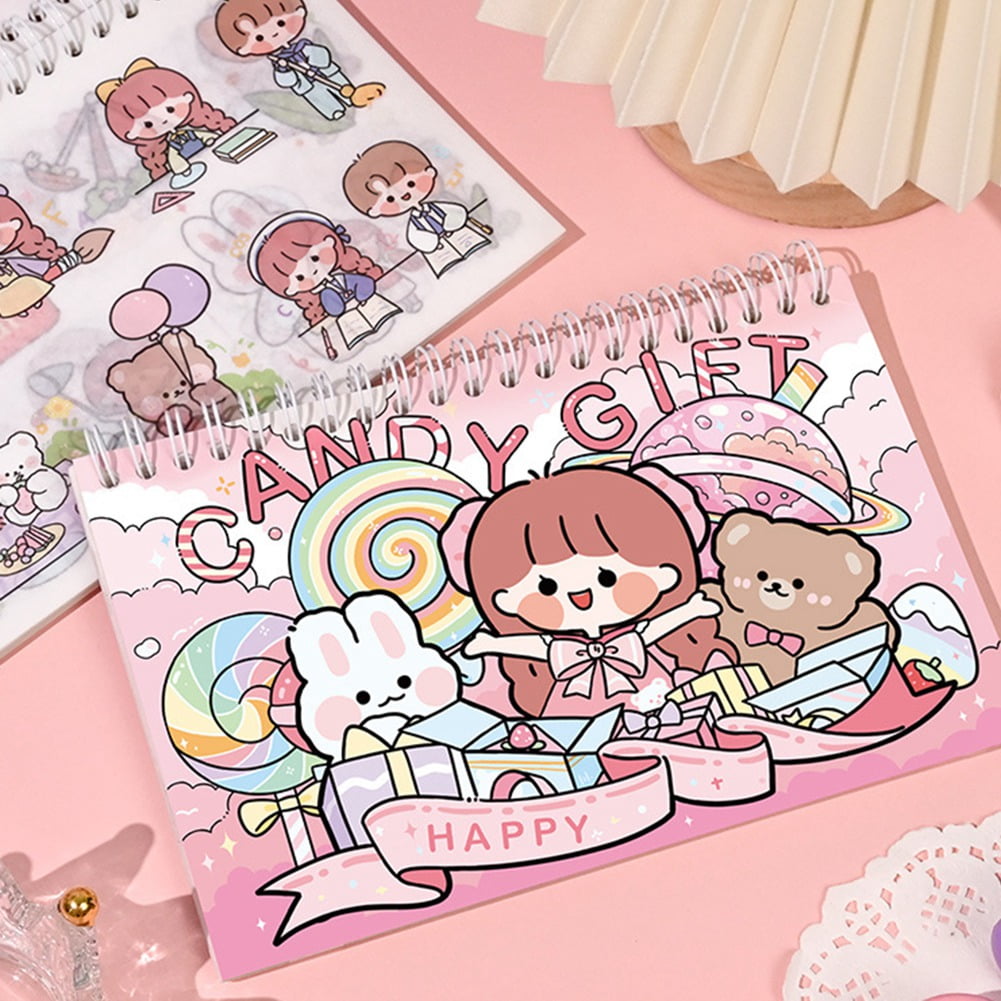 50pcs Kawaii Stickers Coil Sticker Book DIY Material Sticker Cute